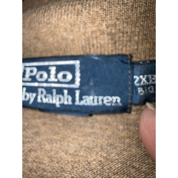 Polo Ralph Lauren Mens Polo Shirt Brown 2XB Cotton 2 Button Long Sleeve Pony - Picture 2 of 7